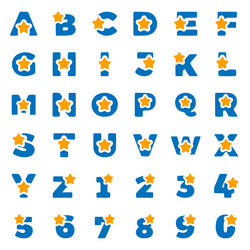 set of letters and numbers with star symbol vector image