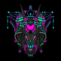 tiger head with cyberpunk color scheme can use vector image
