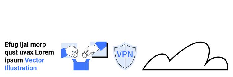 digital security concept with vpn shield cloud vector image