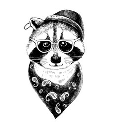 Dressed Up Raccoon Portrait Vector Image