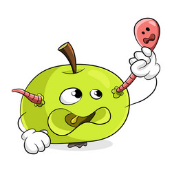 Green apple with a worm concept get rid of bad vector