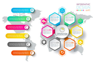 Business hexagon labels shape infographic circles vector