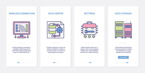 Data center settings cloud storage ux ui vector