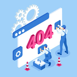 isometric error 404 page layout design vector