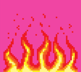 pixel fire art 8 bit objects game icons set vector image