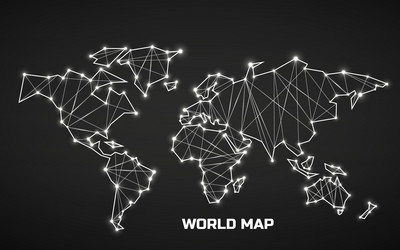 polygonal abstract world map with connected lines vector image