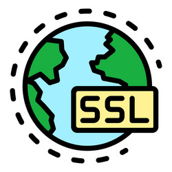 ssl global system icon color outline vector