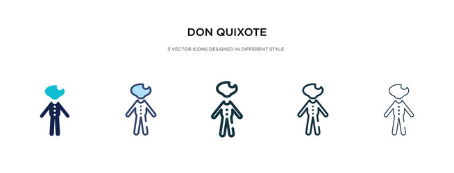 don quixote icon in different style two colored vector