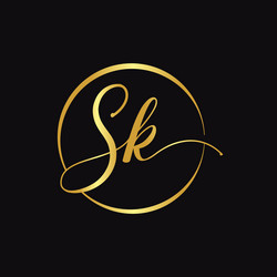 Initial letter sk logo design template sk letter Vector Image