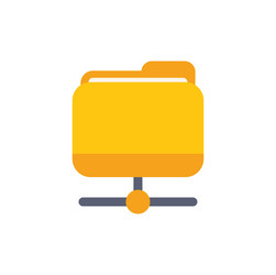 yellow computer folder sharing on network icon vector image