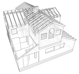 abstract 3d render of building wireframe structure vector image
