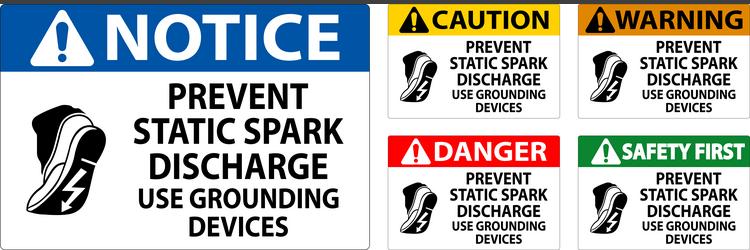 caution sign prevent static spark discharge use vector image