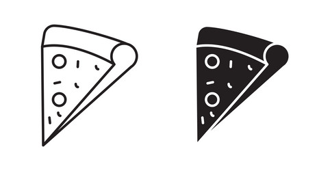pizza slice icon set in thin line for web vector image