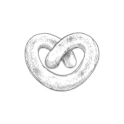 Pretzel isolated hand drawn sketch bakery food vector