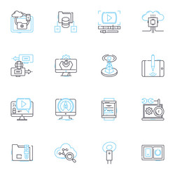 touch screens linear icons set interactivity vector image