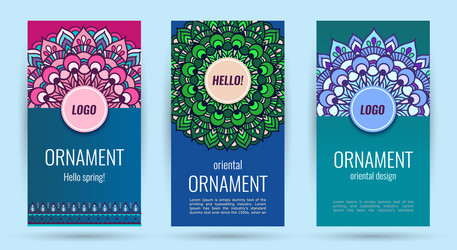 Business cards with mandala elegant cover vector