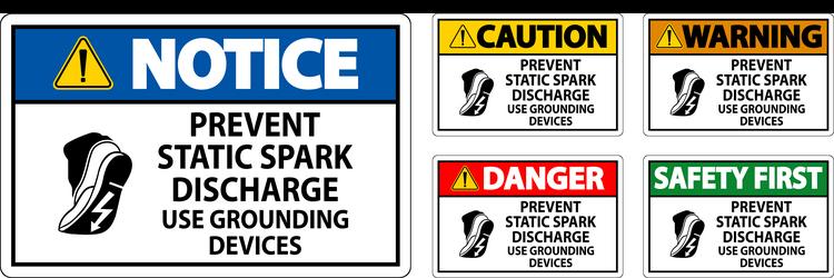 caution sign prevent static spark discharge use vector image