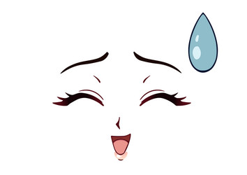 Cute Anime Girl Face, Closed Eyes Vector Image