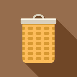 empty wicker basket with handle standing on brown vector image