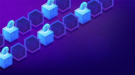 isometric bitcoin mining computers vector image