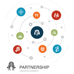 partnership colored circle concept with simple vector