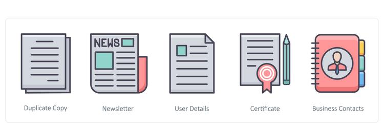 a set of 5 business icons as duplicate copy vector image