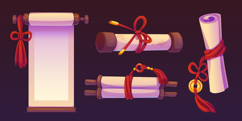 chinese paper scroll in red and gold for game vector image