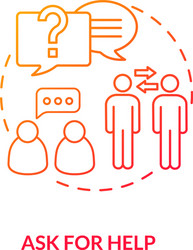 Help Request Red Icon - Support Concept vector image