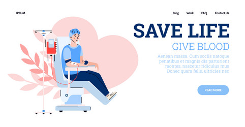 landing page template with donor sitting vector