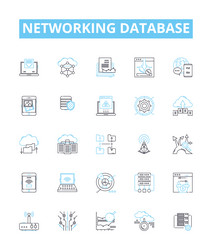 networking database line icons set network vector