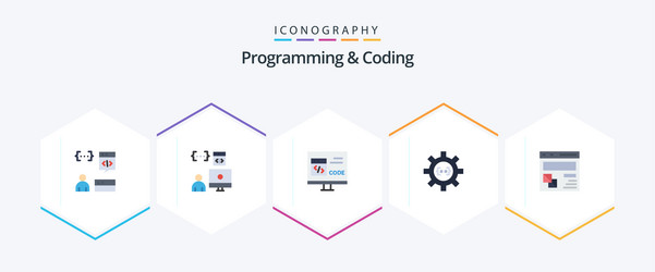 programming and coding 25 flat icon pack vector image