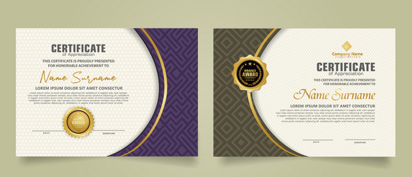 set modern certificate template with dynamic vector image