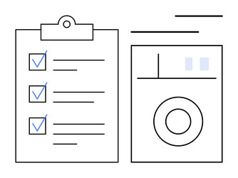 checklist and camera elements representing vector image