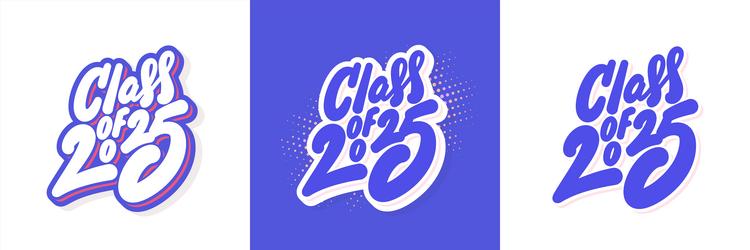 Class of 2025 Graduation Stickers - Script Font vector image