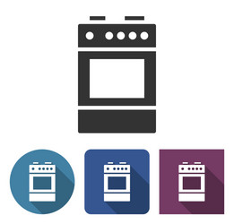 cooker icon in different variants with long shadow vector image
