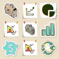 hand drawn finance emblems set isolated vector