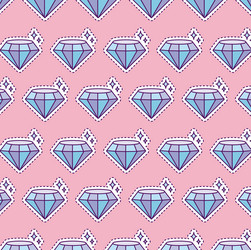 pattern with shining diamond patch style vector image