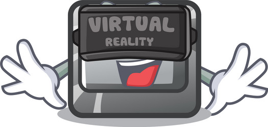 virtual reality button l isolated in cartoon vector image