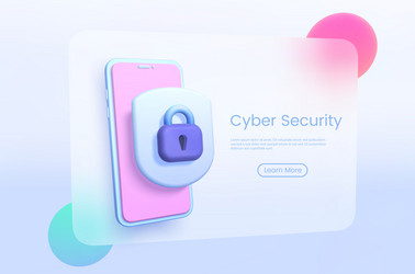 cyber security glassmorphism in 3d style on light vector image