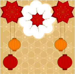 geometric pattern background with lanterns vector image
