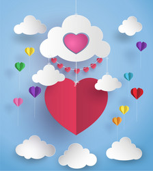 Hot air balloon in a heart shape vector