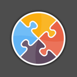 Puzzle Circle Icon - Connection & Solution vector image