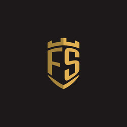 initials fs logo monogram with shield style design vector image