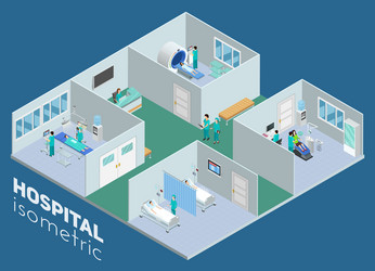 isometric medical hospital interior view poster vector