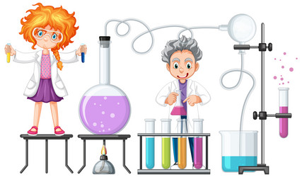 scientist doing science experiment in the lab vector