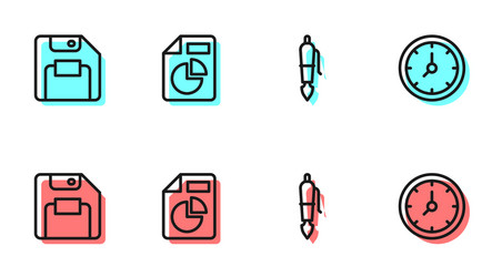 set line fountain pen nib floppy disk document vector image