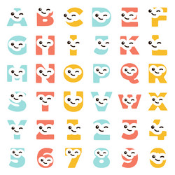 set of funny winking letters and numbers vector image