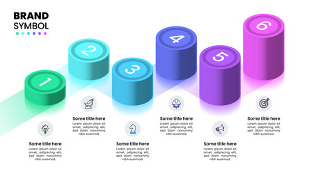 infographic template isometric line with 6 columns vector image