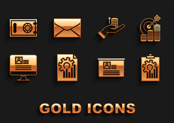 set document with graph chart target coin symbol vector image