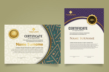 set modern certificate template with dynamic vector image